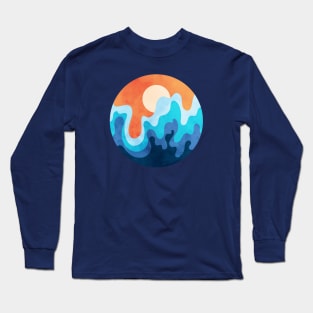 Pleasant Sky and Ocean Waves Art Long Sleeve T-Shirt